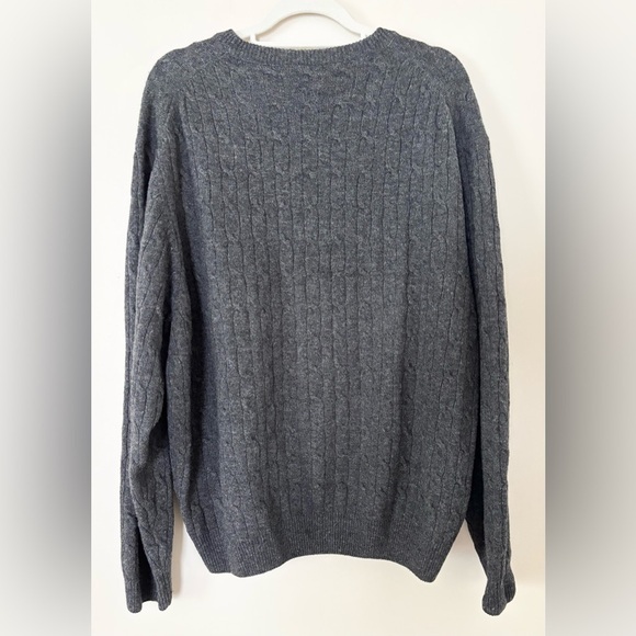 Jos. A Bank Oversized Dark Gray Cable Knit Slouchy Fisherman Lambs Wool Sweater - Picture 8 of 11